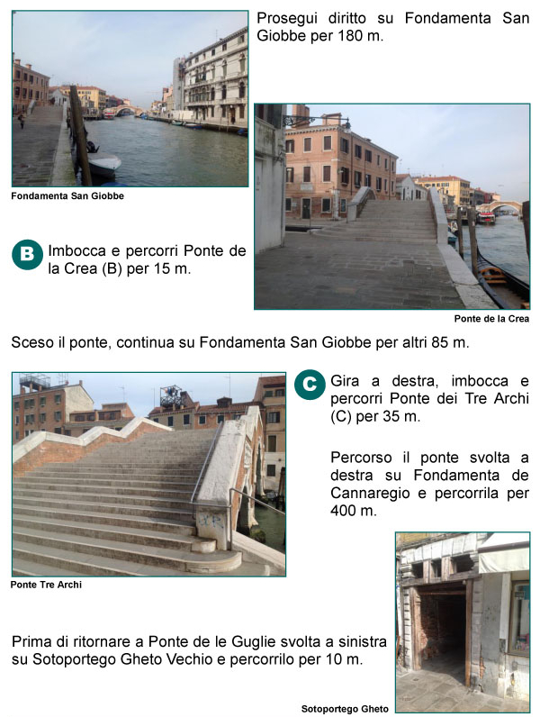 Fondamenta San Giobbe, Ponte della Crea, Fondamenta San Giobbe, Ponte Tre Archi, Fondamenta di Cannaregio, Ghetto Vecchio