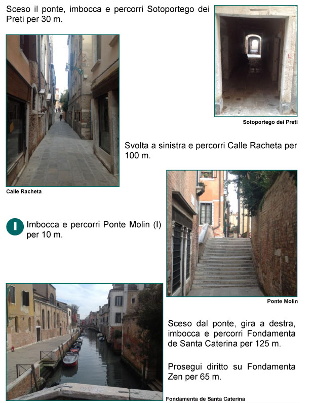 Sottoportico dei Preti, Calle Racheta, Ponte Molin, Fondamenta di Santa Caterina, Fondamenta Zen