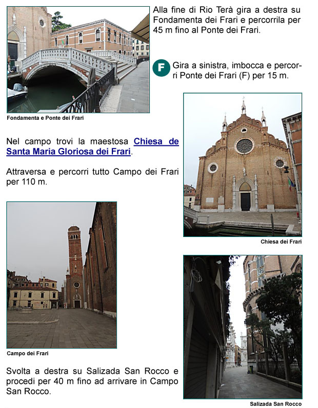 Fondamenta dei Frari, ponte e Chiesa dei Frari, Santa Maria Gloriosa dei Frari, Salizada San Rocco