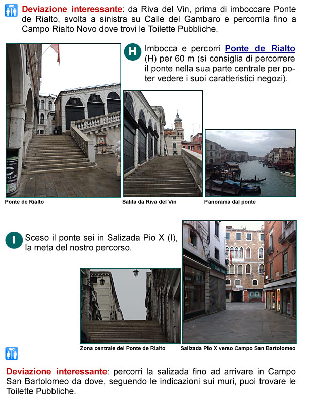 Ponte di Rialto, Calle Gambaro, Campo Rialto Nuovo, Salizada Pio X, San Bartolomeo, Canal Grande