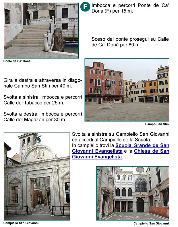 Ponte e Calle di Ca' Don, Campo San Stin, Calle del Tabacco, Calle del Magazen, Campiello San Giovanni, Campiello della Scuola