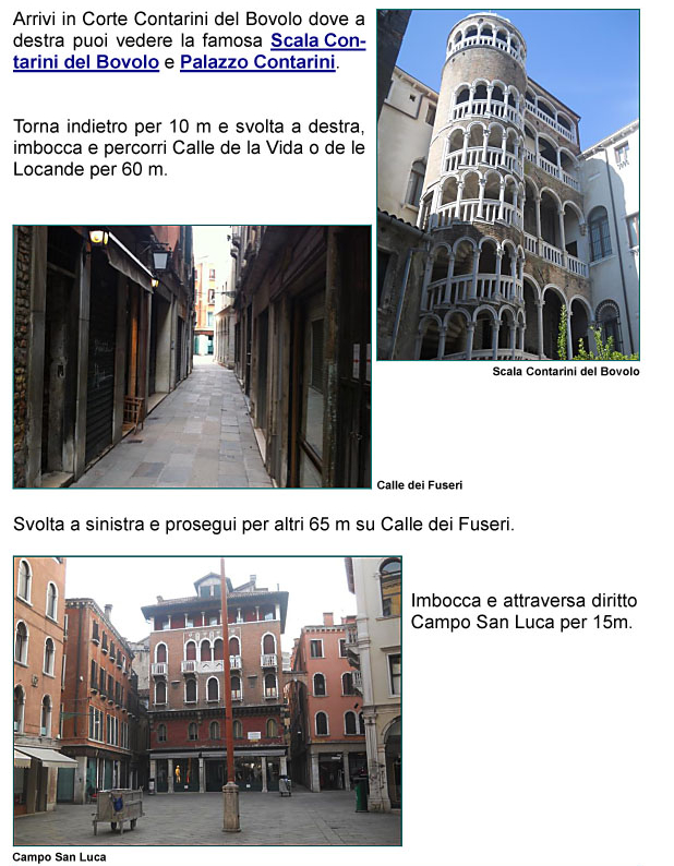 Corte Contarini del Bovolo, Scala del Bovolo, Palazzo Contarini, Calle della Vida o delle Locande, Calle dei Fuseri, Campo San Luca