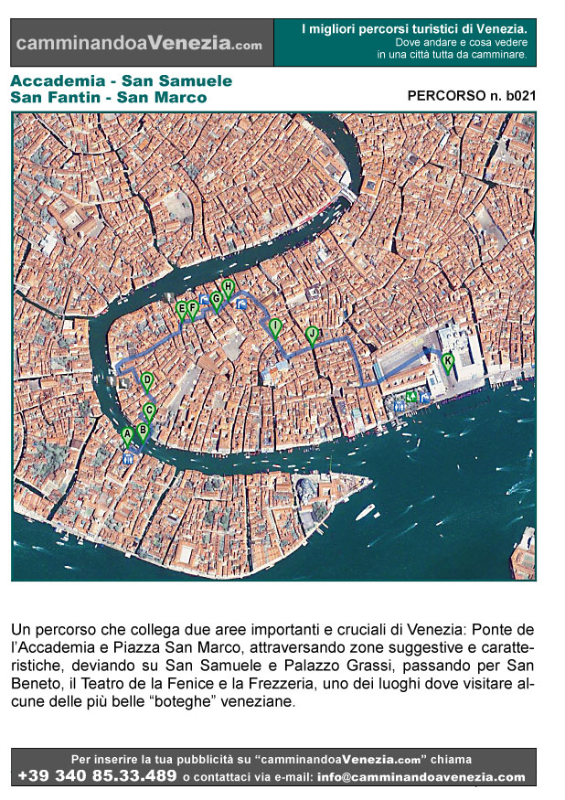 Vista satellitare di Venezia e dell'intero itinerario b021 dall'Accademia a San Marco