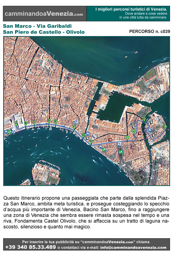 Vista satellitare di Venezia e dell'intero itinerario c039 da Piazzetta San Marco a San Piero-Olivolo