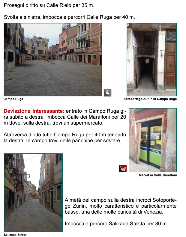 Calle Rielo, Calle e Campo Ruga, Calle dei Maraffoni, Sottoportico Zurlin, Salizada Stretta