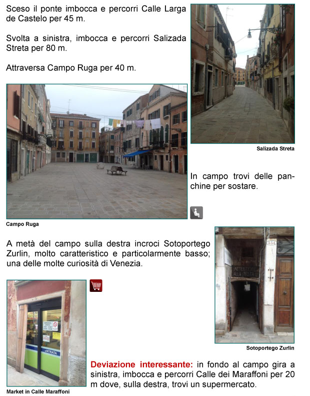 Calle Larga di Castello, Salizada Streta, Campo Ruga, Sottoportico Zurlin, Calle dei Maraffoni