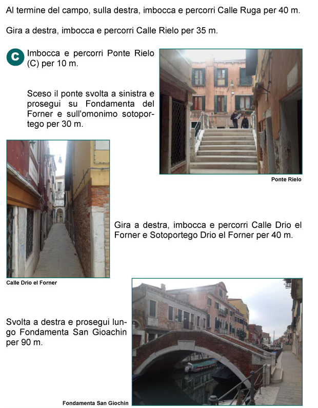 Calle Ruga, Calle Rielo, Ponte Rielo, Fondamenta e Sottoportico del Forner, Calle e Sottoportico Drio el Forner, Fondamenta San Gioachin