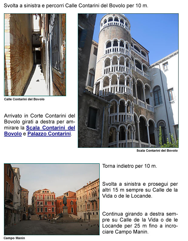 Calle e Corte Contarini del Bovolo, Scala del Bovolo, Palazzo Contarini, Calle della Vida o delle Locande, Campo Manin