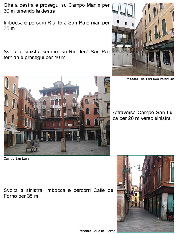 Campo Manin, Rio Ter San Paternian, Campo San Luca, Calle del Forno