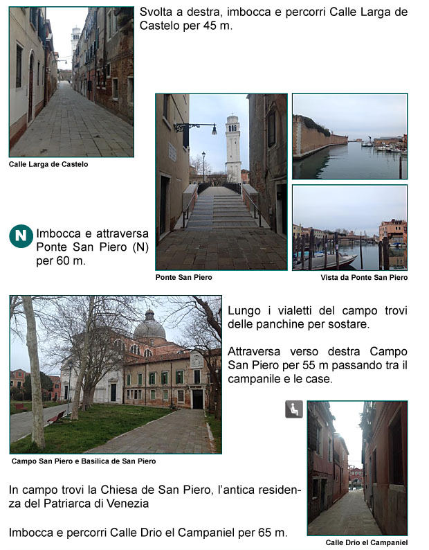 Calle Larga di Castello, Ponte San Piero, Campo e Chiesa di San Piero, Calle Drio el Campaniel, Patriarca di Venezia, panorama