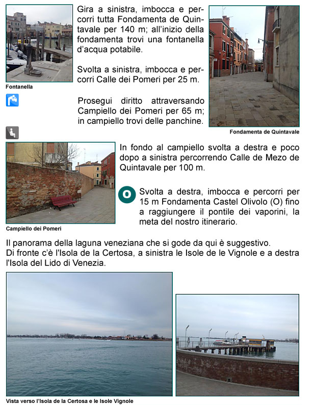 Fondamenta di Quintavale, Calle e Campiello dei Pomeri, Calle di Mezzo di Quintavale, Fondamenta Castel Olivolo, laguna, panorama, 
isole Vignole, Lido e Certosa