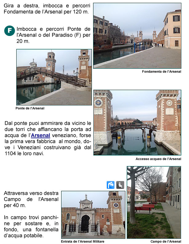 Fondamenta dell'Arsenale, Ponte dell'Arsenale o del Paradiso, Torri e Porta ad Acqua, Campo dell'Arsenale, cantiere navale di venezia