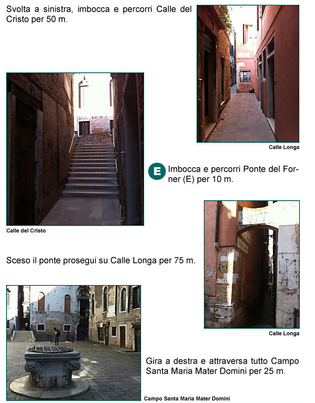 Calle del Cristo, Ponte del Forner, Calle Longa, Campo Santa Maria Mater Domini