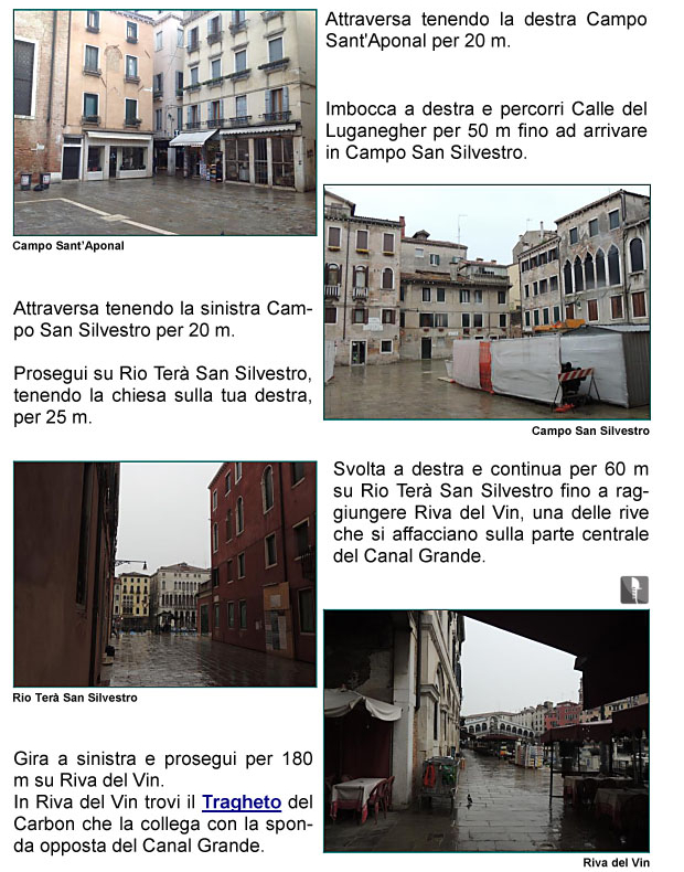 Campo Sant'Aponal, Calle del Luganegher, Campo e Rio Ter San Silvestro, Riva del Vin, Canal Grande, Traghetto, Gondola