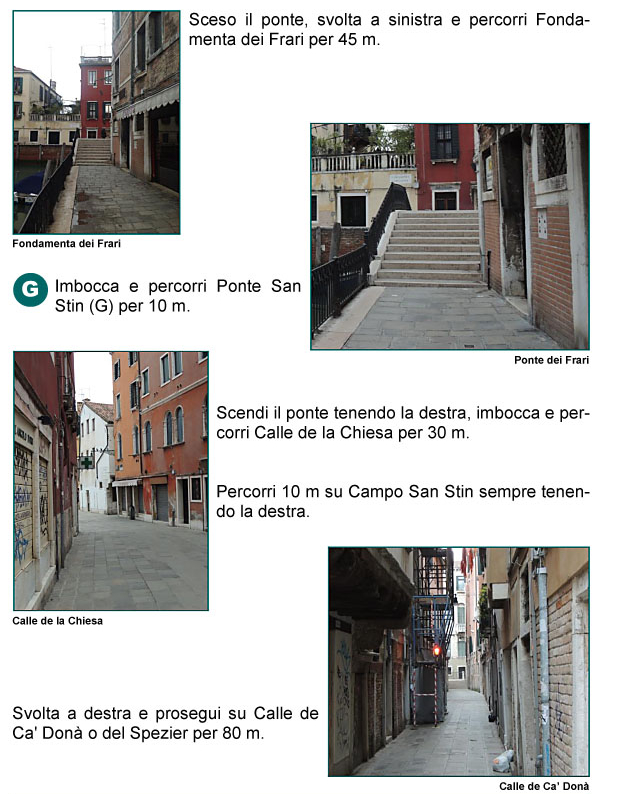 Fondamenta dei Frari, Ponte San Stin, Calle della Chiesa, Campo San Stin, Calle di Ca' Don o dello Spezier